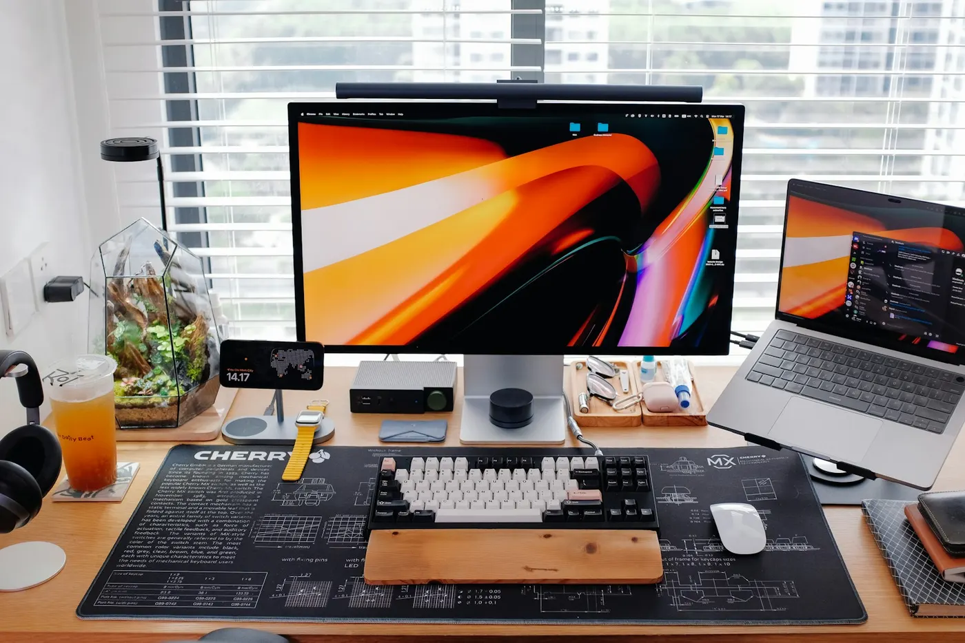 Large monitor on a modern office desk